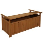 Coffre de rangement jardin 108 cm coffre ext�rieur avec couvercle en bois de sapin naturel 04 0009605 ...