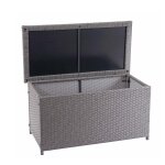 Coffre de rangement pour jardin en polyrotin gris avec roulettes rangement coussins 51x100x50cm 170l ...
