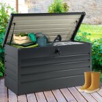 Coffre de rangement m�tal verrouillable gris anthracite pour jardin 350l 120x61x63 cm