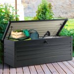 Coffre de rangement mtal verrouillable gris anthracite pour jardin 600l 165x70x63 cm