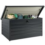 Coffre de rangement mtal verrouillable gris anthracite pour jardin 810l