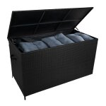 Coffre de rangement en rotin noir, grande capacit 582 l, portable avec roues & poigne, rsistant aux ...