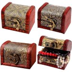 Coffre au trsor en bois, 4pcs coffre a bijoux en bois, mini coffre au trsor, petite bote en bois rtro, ...