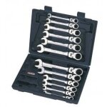 Coffret de cls mixtes  cliquet  tte inclinable  verrouil. gearplus, 12 p