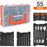 Coffrets de forets 55 pieces valuemax, comprend forets a beton, forets metal, meche a bois plate et embouts ...