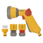 Coffret de pistolet d'arrosage poire multijet + raccords hozelock