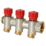 Collecteur laiton  porte plate avec vannes  clapet easy lock - 3 dparts  porte plate 15 / 21 - ...