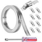 Collier de serrage en acier inoxydable, 2. 5m x 1. 27cm collier  vis sans fin avec 8 clips de tuyau, ...