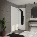 Colonne de douche effet pluie - 140x20cm - acier inoxydable brossé noir mat Colonne de douche effet pluie - 140x20cm - acier inoxydable brossé noir mat