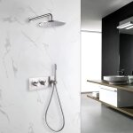 Colonne de douche encastrée thermostatique corposa acier brossé Colonne de douche encastrée thermostatique corposa acier brossé