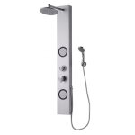 Colonne de douche grise en aluminium avec hydromassage