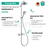 Colonne de douche hansgrohe 240 1 jet mitigeur thermostatique hansgrohe raindance s