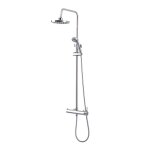 Colonne de douche en laiton chrome avec douche de tete et douchette a main