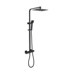 Colonne de douche - mitigeur thermostatique - pomme haute rectangle 30x20 cm - oceanic - noir mat