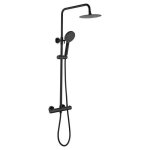 Colonne de douche - mitigeur thermostatique - pomme haute ronde diametre 20 cm - oceanic - noir mat