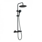 Colonne de douche thermostatique extensible douche de t�te ronde 30 cm - noire - colors sarodis