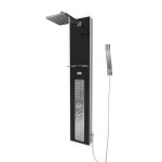 Colonne de douche  hydromassage 22x125cm - verre tremp avec plaque inox - alpha black