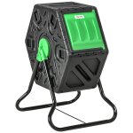 Composteur de jardin 65l - bac � compost pour d�chets - rotatif 360 - acier pp noir vert