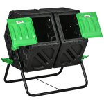 Composteur de jardin - bac � compost pour d�chets - rotatif 360 - double chambre 130 l - acier pp vert ...