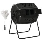 Composteur de jardin - bac � compost pour d�chets - rotatif 360 - double chambre 160 l - acier pp noir ...