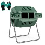 Composteur à tambour 160l costway - double chambre - rotatif 360 - 2 portes coulissantes - vert Composteur à tambour 160l costway - double chambre - rotatif 360 - 2 portes coulissantes - vert