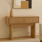 Console hwc - o31, table pour tlphone, table d'appoint, table de rangement, tiroir, mlamine 86 x 110 ...