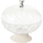 Corbeille a fruits sur pied avec couvercle, assiette a fruits decorative avec trous de drainage, support ...