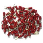 Cosses electriques isolees a sertir fourche de 4 rouges sachet de 100