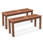 Costway lot de 2 bancs de jardin en bois massif, banc a lattes 100 cm 4 personnes, extrieur intrieur ...