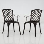 Costway lot de 2 chaises de jardin en fonte d'aluminium, dossier ajour, repose - pieds rglables, charge ...