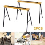 Costway lot de 2 trteaux pliants en acier trteau de travail pliable portable sciage chevalets support ...