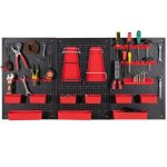 Costway 3 panneaux perforés - 34 accessoires de suspension - porte - outils à 9 bacs, rangement d'outils ... Costway 3 panneaux perforés - 34 accessoires de suspension - porte - outils à 9 bacs, rangement d'outils ...