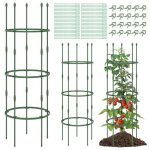 Costway lot de 3 treillis ob�lisque de jardin, 3 hauteur r�glable, support cage a tomates 2 en 1 pour ...