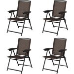 Costway lot de 4 chaises de jardin pliantes dossier inclinable avec accoudoirs en acier r�sistantes aux ...