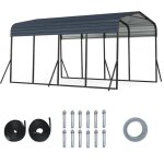 Costway abri de voiture m�tallique 440 x 300 cm ext�rieur - tente de garage avec toit rigide pour suv ...