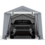 Costway abri voiture tente de stockage 2, 9 x 4, 9 x 2, 45m en acier galvanis 2 portes zippes conception ...