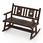 Costway banc a bascule de jardin en bois carbonis - 2 personnes sige a lattes dossier ergonomique charge ...