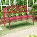 Costway banc de jardin 2 - 3 places fer + acier rsistant aux intempries style contemporain banquette ...