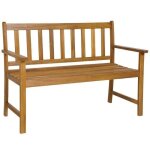 Costway banc de jardin en bois d'acacia pour 2 personnes, 122x56, 5x86cm, banquette extrieure a lattes ...