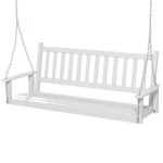 Costway banc de jardin suspendu 3 personnes en bois - 168 x 65 x 63 cm - cha�nes r�glables m�talliques ...
