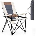 Costway chaise de camping pliante avec dossier haut, coussin lombaire charge 150kg fauteuil de camping ...