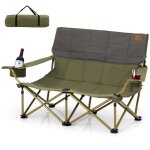 Costway chaise de jardin pliante double, porte - gobelets, charge 300 kg, causeuse chaise de camping ...