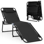 Costway chaise longue pliante avec appuie - t�te amovible dossier r�glable a 4 positions acier antirouille ...