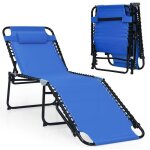 Costway chaise longue pliante avec appuie - tte amovible dossier rglable a 4 positions acier antirouille ...