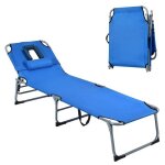 Costway chaise longue pliante avec appuie - tte et cavit faciale, dossier rglable a 5 positions, terrasse, ...