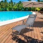 Costway chaise longue pliante, avec dossier rglable a 7 positions, accoudoir, repose - tte, pour la ...