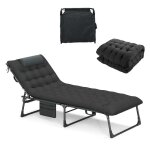 Costway chaise longue pliante - matelas amovible, appui - t�te, dossier r�glable sur 4 niveaux, pour ...