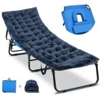 Costway chaise longue pliante avec matelas de camping en velours, appuie - t�te r�glable a 5 positions, ...