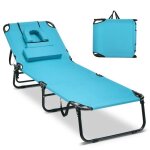 Costway chaise longue pliante rglable a 5 positions avec appuie - tte et cavit faciale, pour terrasse, ...