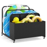 Costway coffre de rangement 114l extérieur sur roulettes avec porte - serviettes a 2 niveaux noir Costway coffre de rangement 114l extérieur sur roulettes avec porte - serviettes a 2 niveaux noir
